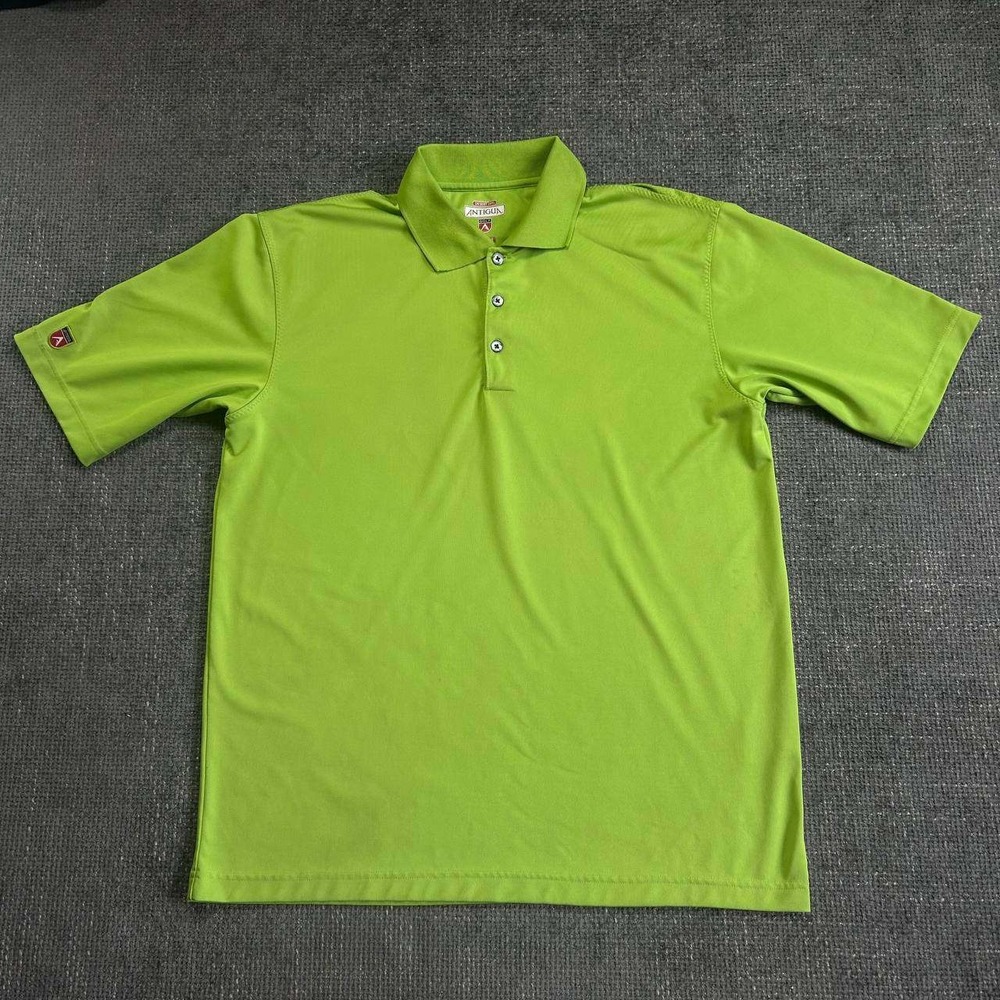 Antigua Golf Polo Mens Medium Lime Green Desert Dry Short Sleeve Athletic Shirt